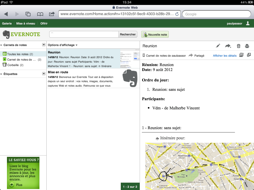 Export des notes sur Evernote Export des notes sur Evernote