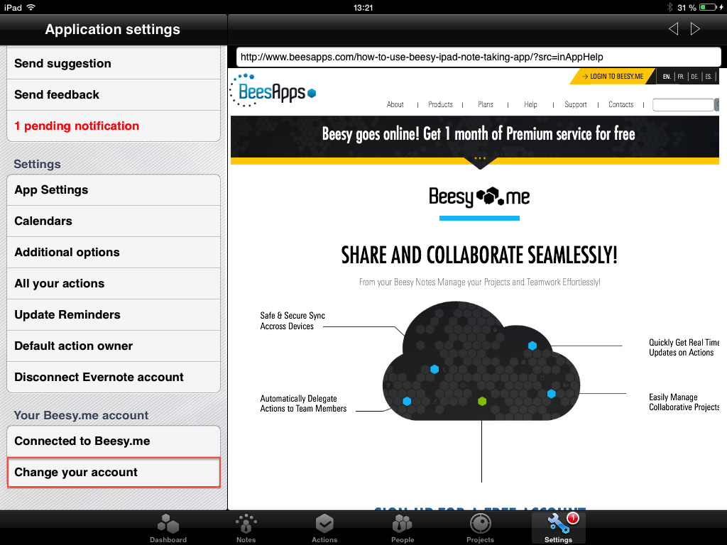 Beesy.me: online project management tool
