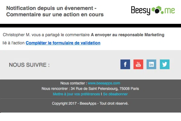 Notification par mail