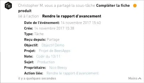 Notification sur Beesy