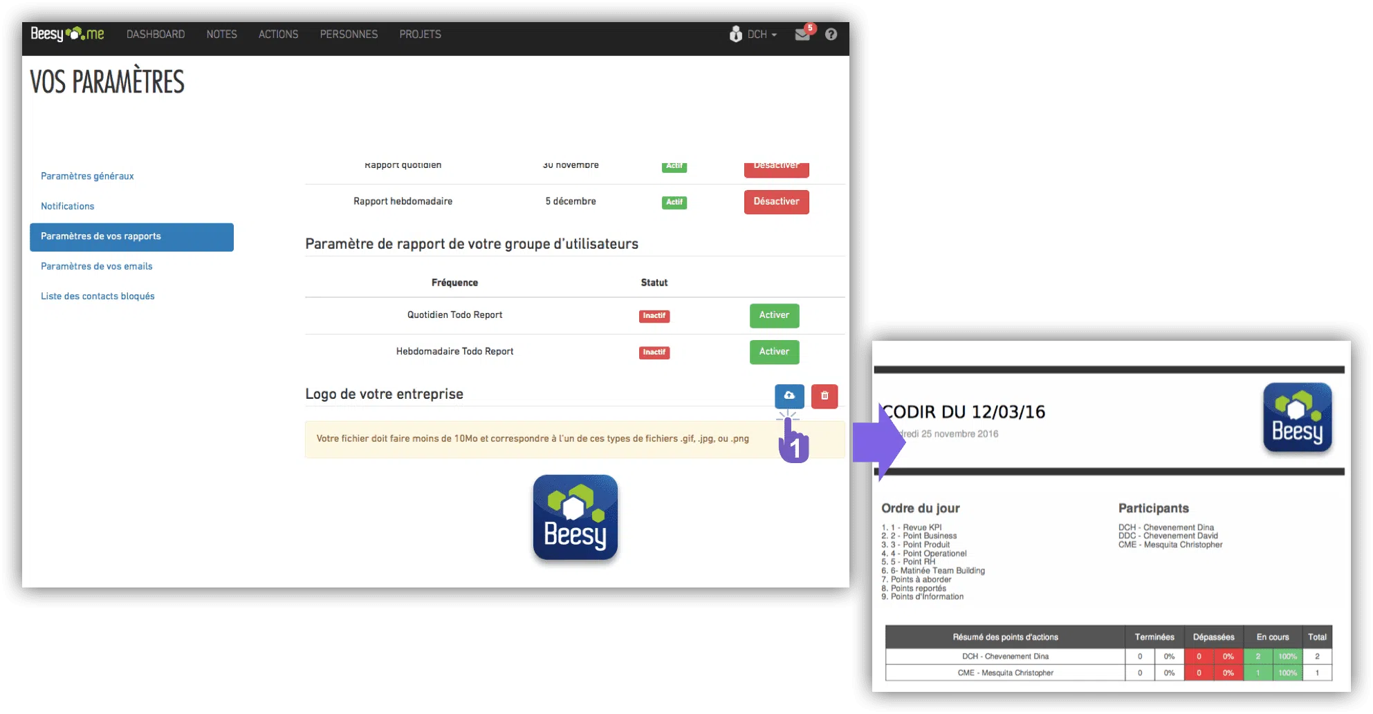Compte rendu de réunion personnalisé avec logo Compte rendu de réunion personnalisé avec logo