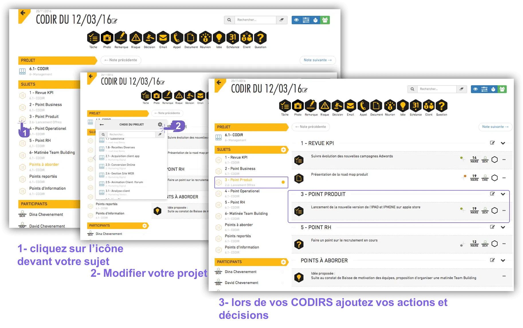 Sujets et actions rattachés à vos projets Sujets et actions rattachés à vos projets