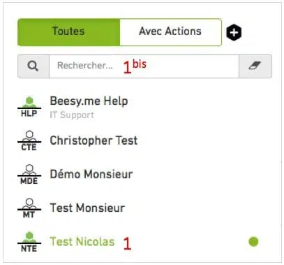Sélection de contact