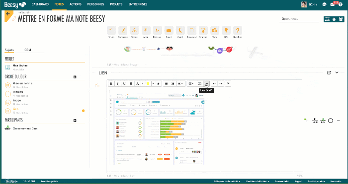 Ajouter des liens Ajout Image dans Beesy