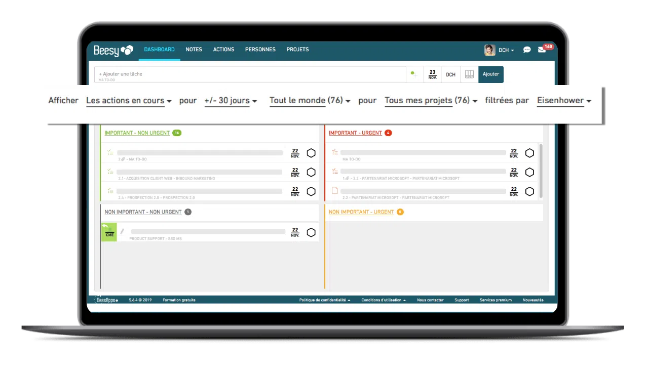 Networking Guru - Stratégie inbox Dashboard Beesy 2 - travail à distance