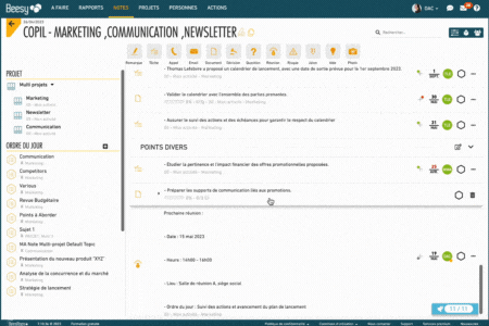 Actions dupliquees - widget calendrier