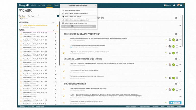 Widget calendrier - Comité de pilotage de vos projets