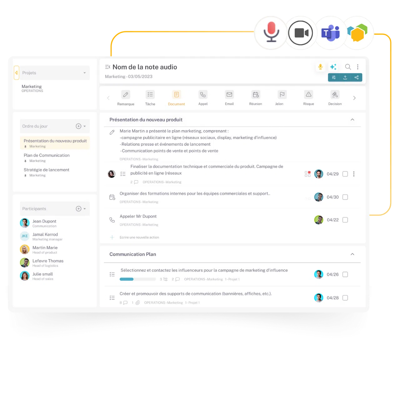 la prise de note avec Beesy -audio, Transcript & MS Teams La prise de Note : audio, transcript, teams